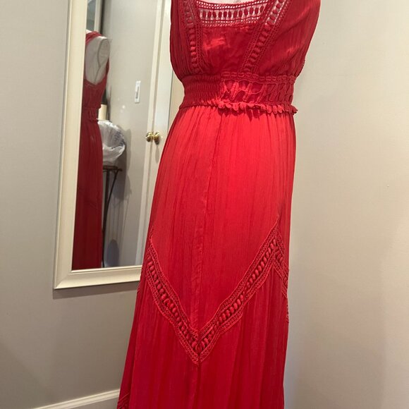 Max Studio Red Lace Trim Sleeveless Maxi Dress, Size Large - Picture 10 of 16